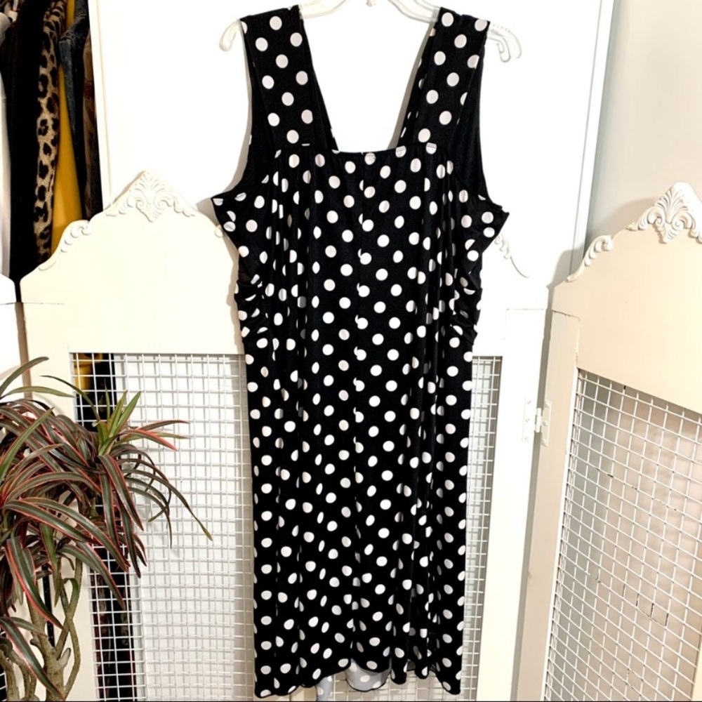 Star Vixen black and white polka dot sleeveless A-line dress- 3X - Picture 8 of 9